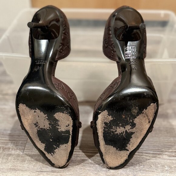 Gucci Brown Guccissima Leather Horsebit D'orsay Peep Toe Pumps Size 39 - Picture 6 of 7